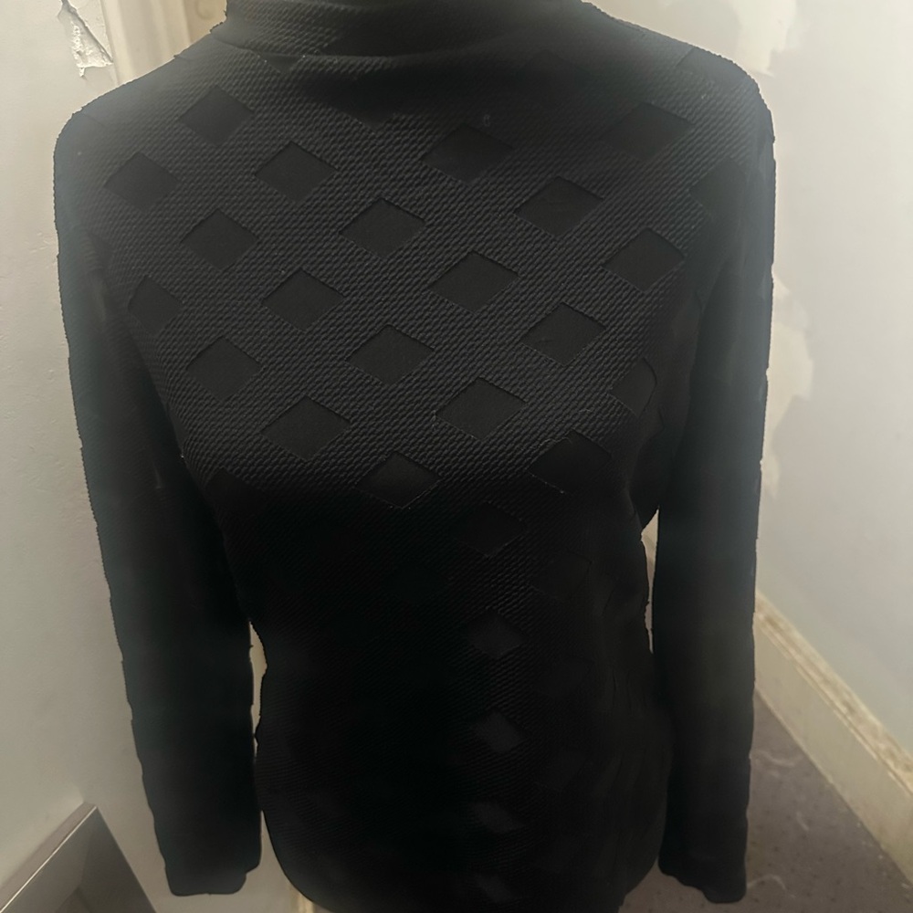 Fashion Nova Black Long Sleeved Textured Bodysuit